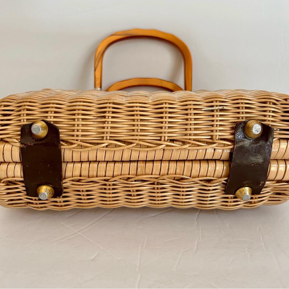 60s Vintage Tropical of Miami Wicker and Lucite Purse Handbag - Picture 8 of 16